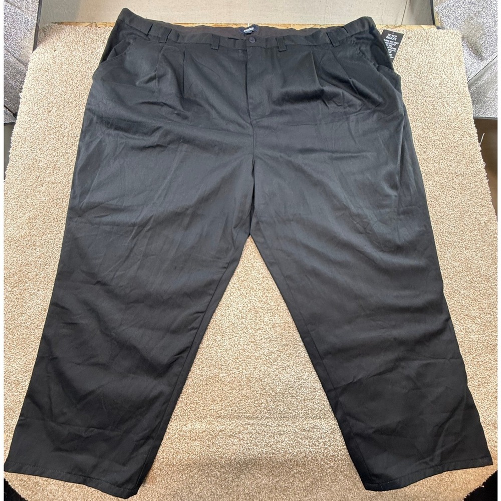KingSize Mens Black Pleated Cotton Chino Trousers Pants 64x40 Tall Workwear 5XL